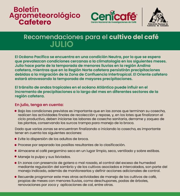 Boletín Agrometeorológico Cafetero 119 – julio de 2025