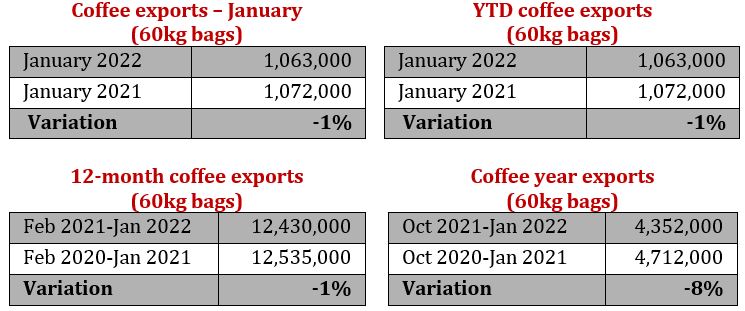 Colombian coffee production falls 20% in January
